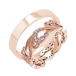 Eheringe aus einem Vintage-Ring mit Lab Grown Diamanten und einem flachen Ring Christine