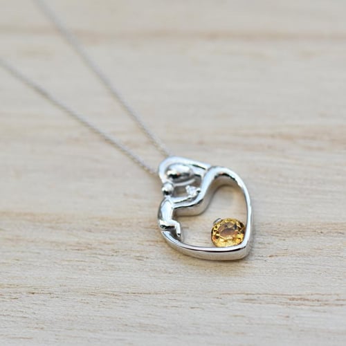 Anhänger Mutter und Kind mit Citrin und Diamant Ella