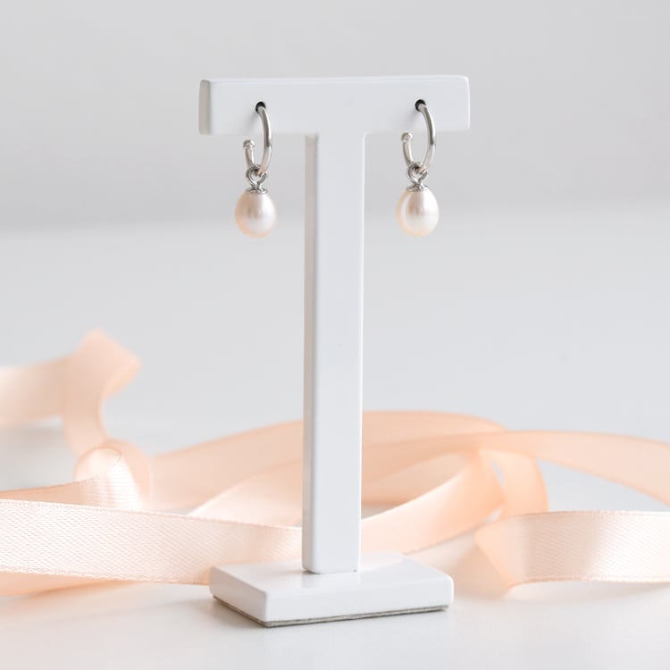 Silberne Hängeohrringe mit Perlen Coco 78015