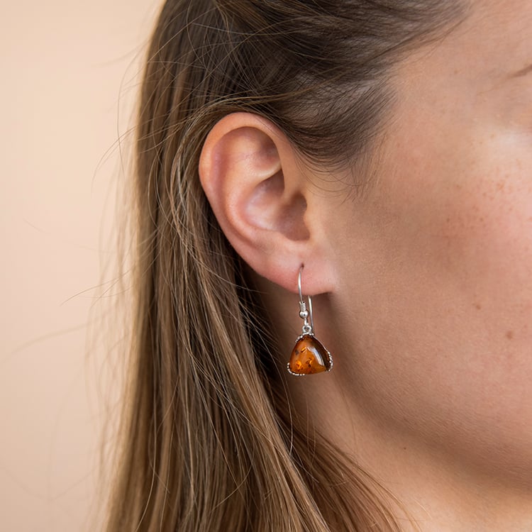 Silberne Hängeohringe mit Bernstein Hana 107882