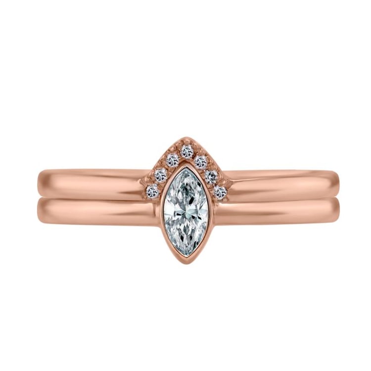 Goldenes Set mit zertifiziertem Diamant im Marquiseschliff Eliwa 26304