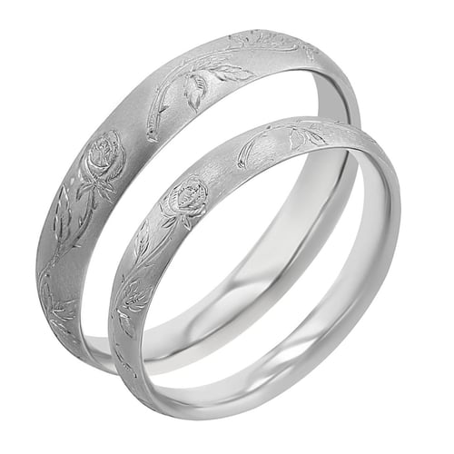 Eheringe mit von Hand gefertigter Rosengravur Danni