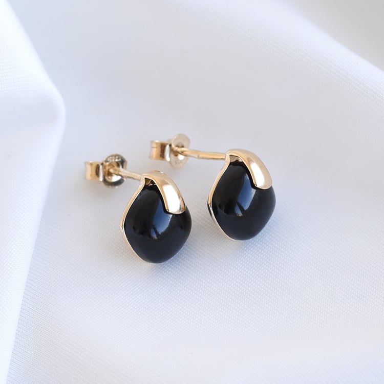 Dezente goldene Ohrringe mit schwarzen Onyxen Lillian 81368