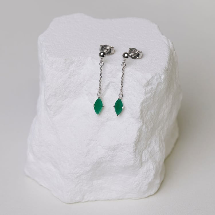 Goldene Hängeohrringe mit brasilianischen Smaragden 164064