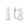 Silberne Hängeohrringe mit drei weißen Perlen Arielle