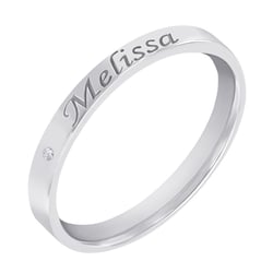 Silberring mit Diamant und Gravur Ihrer Wahl Lexis