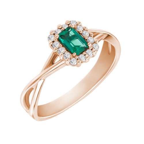 Zarter Goldring mit Diamanten und Smaragd Hali