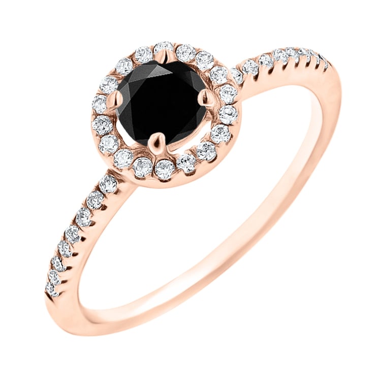 Hallo-Ring mit schwarzem Moissanit und Lab Grown Diamanten Kerau 145967