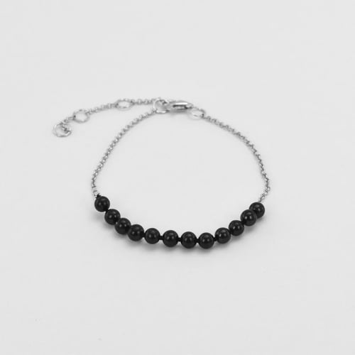 Silbernes Armband mit schwarzen Perlen Cynthia