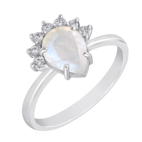 Verlobungsring mit Mondstein und Diamanten Namir