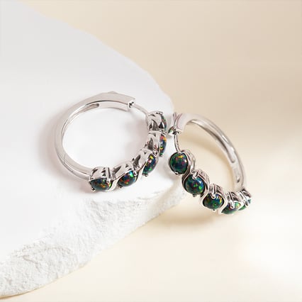 Silberne Ohrringe mit schwarzen Opalen Stefan