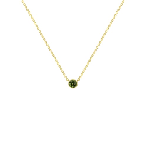 Silberne minimalistische Kette mit einem grünen Diamanten Glosie