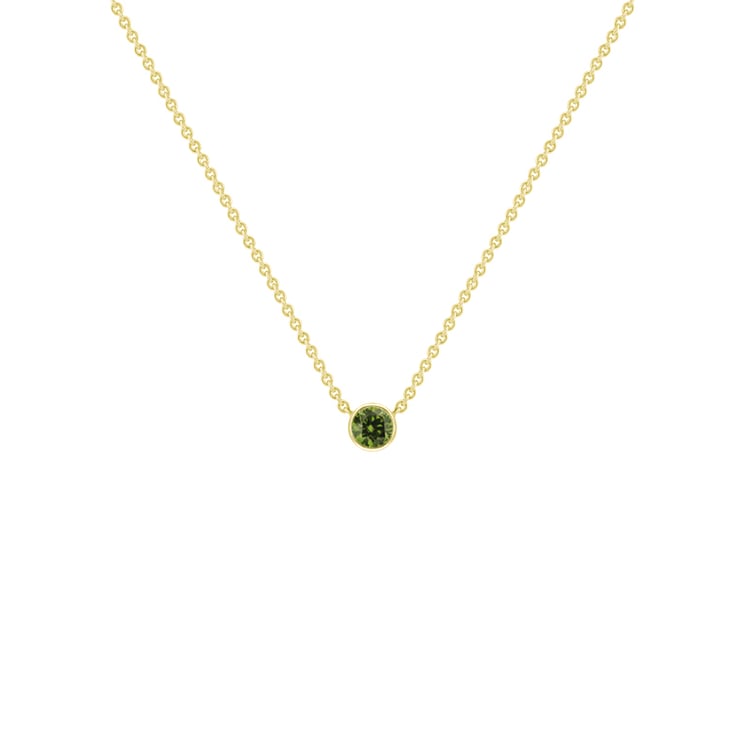 Silberne minimalistische Kette mit einem grünen Diamanten Glosie 103675