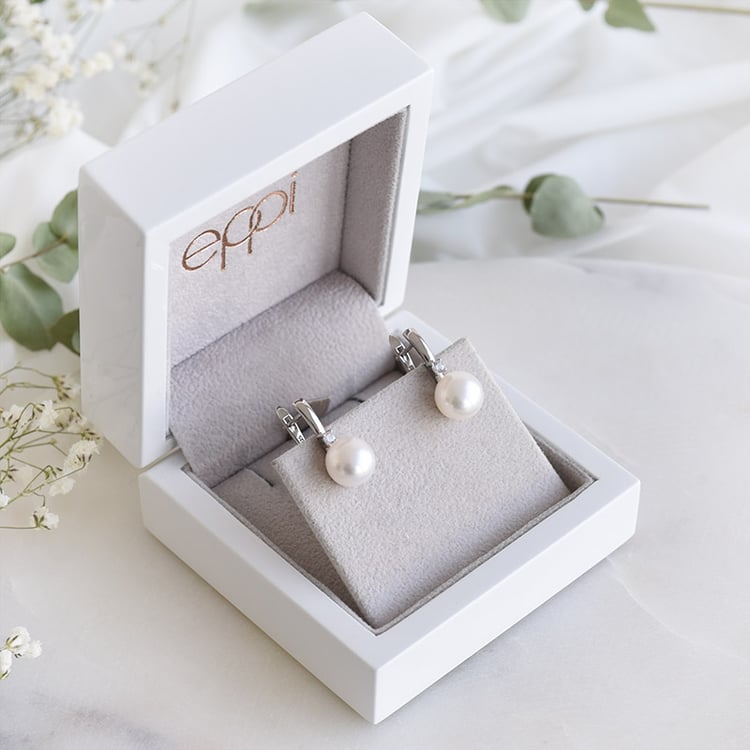 Silberohrringe mit Perlen und Zirkonen Serina 88048