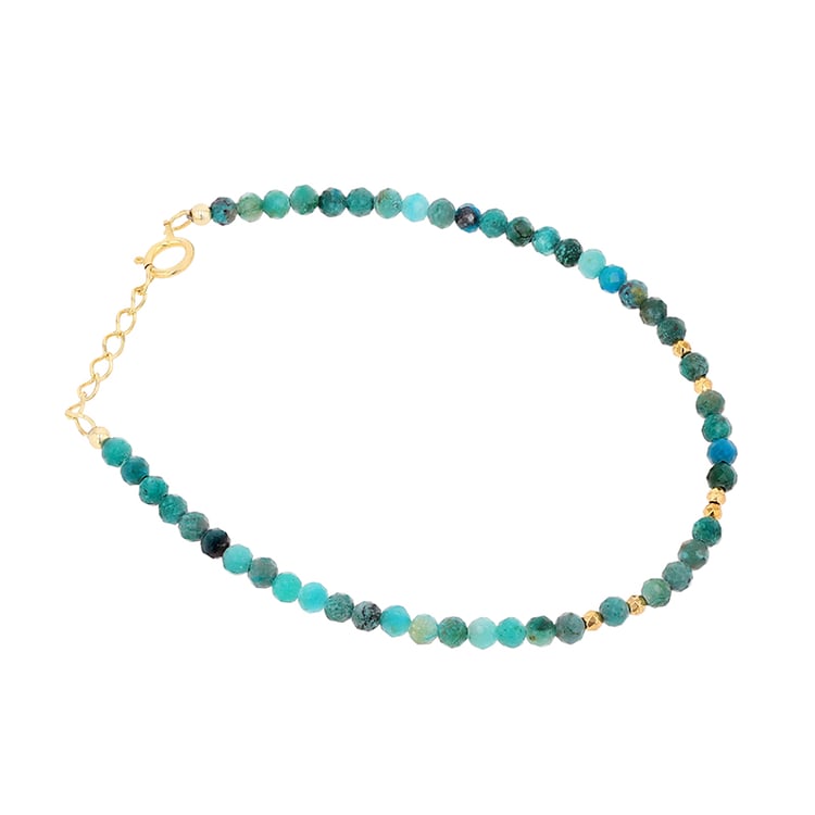 Vergoldetes Silberarmband mit Perlen aus Türkis und Hämatit Bora