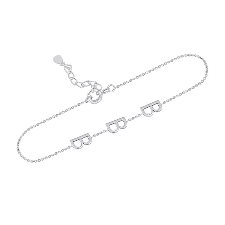 Silbernes Armband mit 3 Buchstaben Ihrer Wahl Annika