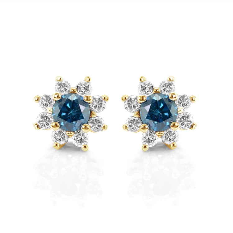 Blumenohrstecker mit blauen Diamanten Vyom 76211