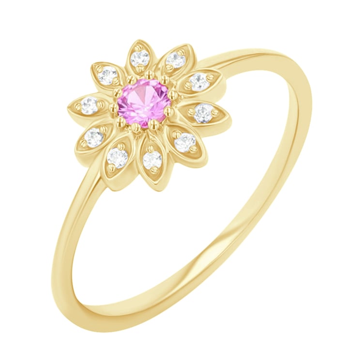 Ring mit einer Blume aus rosa Saphir und Diamanten Noely 112951
