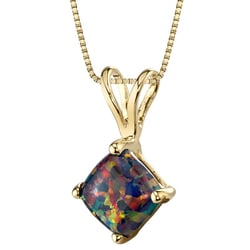 Anhänger in Gold mit schwarzem Opal in Kissenform Rafyna