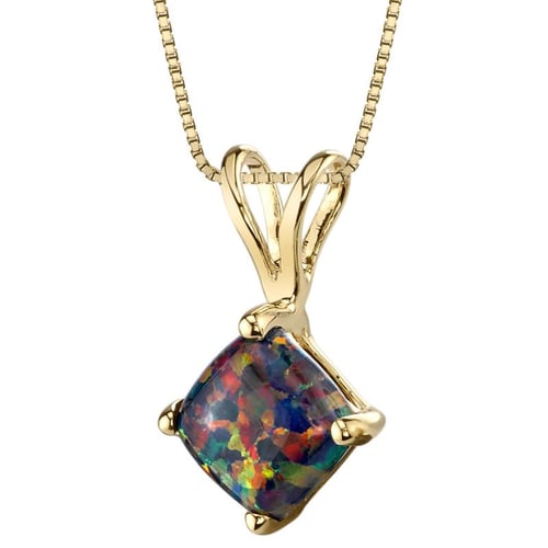 Anhänger in Gold mit schwarzem Opal in Kissenform Rafyna