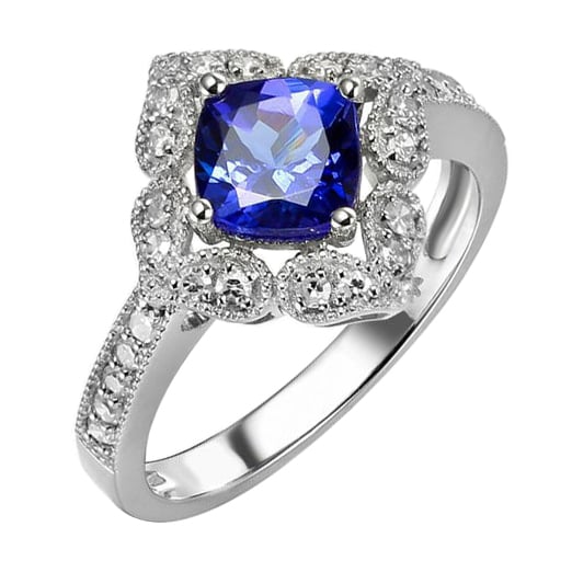 Tansanit Ring und Diamanten