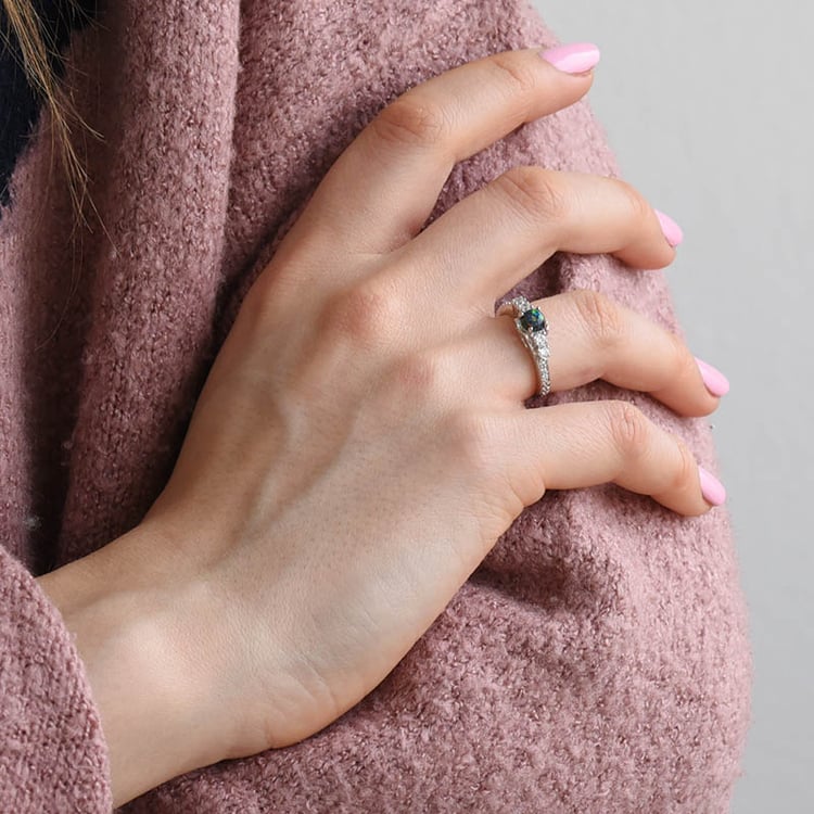 Ring aus Silber mit schwarzem Opal Tereza 92834