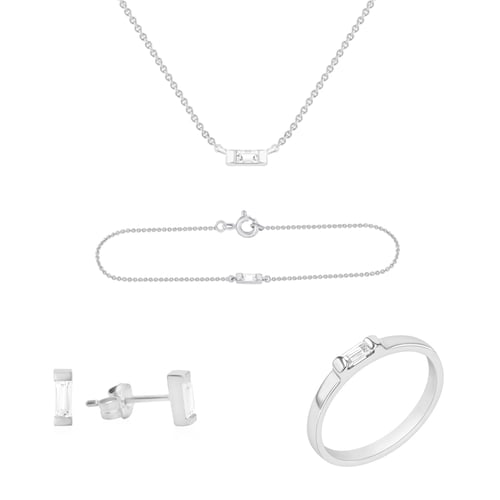 Goldenes Set mit weißen Baguette Saphiren Chanelle