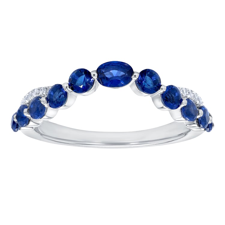 Eleganter Goldring mit Saphiren und Lab Grown Diamanten Sona