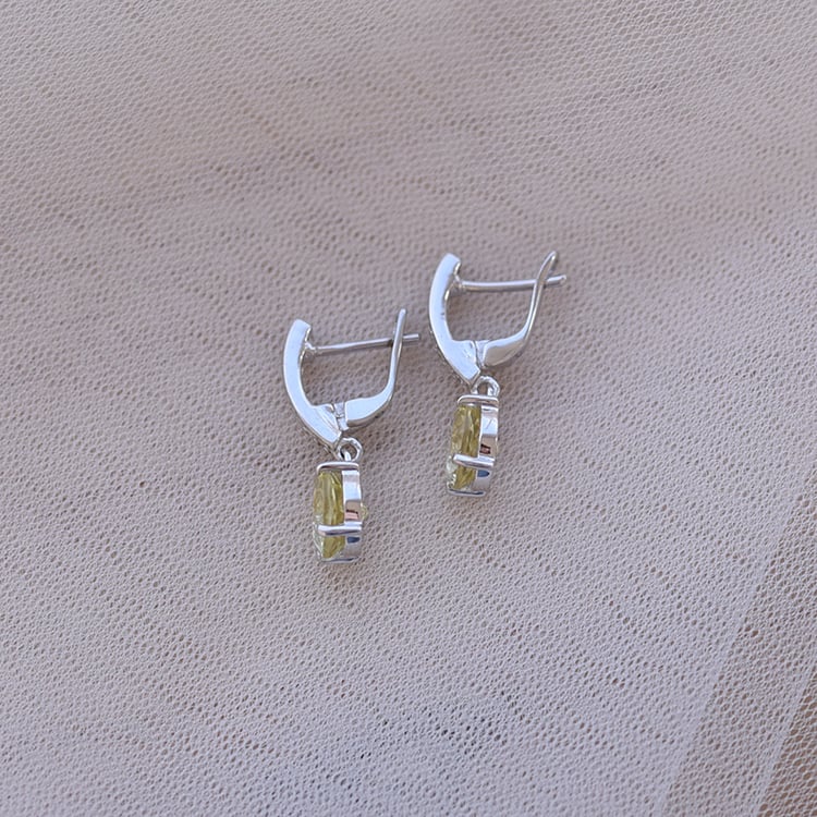 Dezente Silber-Ohrhänger mit Zitronentopas und Zirkonia Claret 60168