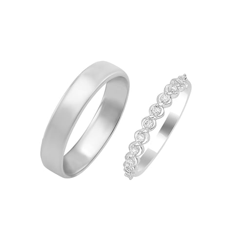 Eheringe aus einem Vintage-Ring mit Lab Grown Diamanten und einem Komfort-Ring Lalia
