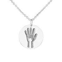 Silberner Anhänger mit Gravur einer Hand Mimi