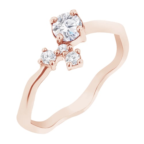 Silberner Cluster Ring mit Moissanit und Lab Grown Diamanten Roche