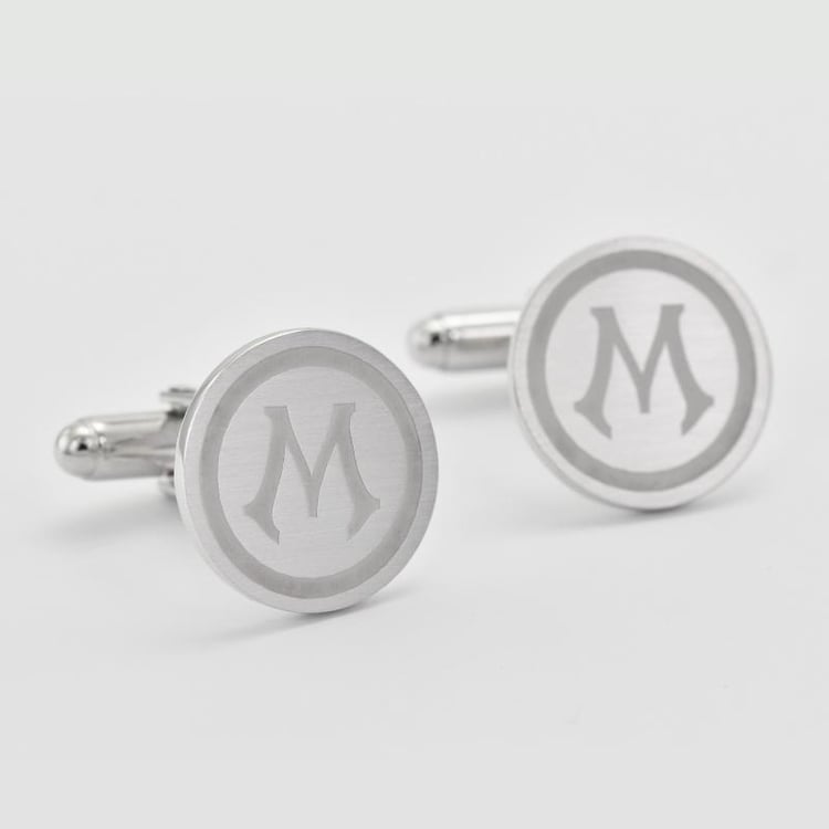 Runde Manschettenknöpfe aus Silber mit Gravur Perrie 10918