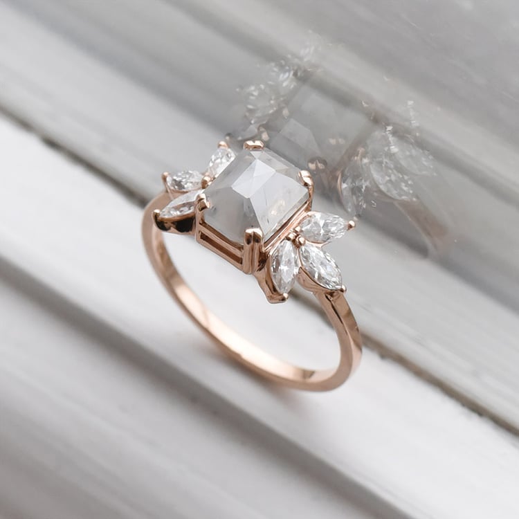 Goldring mit Salt and Pepper Diamant und Moissaniten Xuan 91176