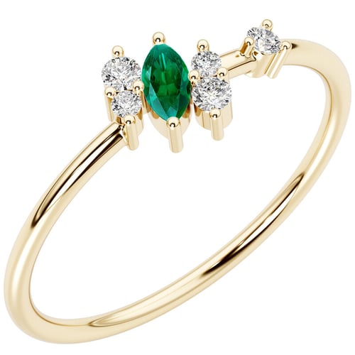 Cluster Ring mit Lab Grown Smaragd und Diamanten Kasen