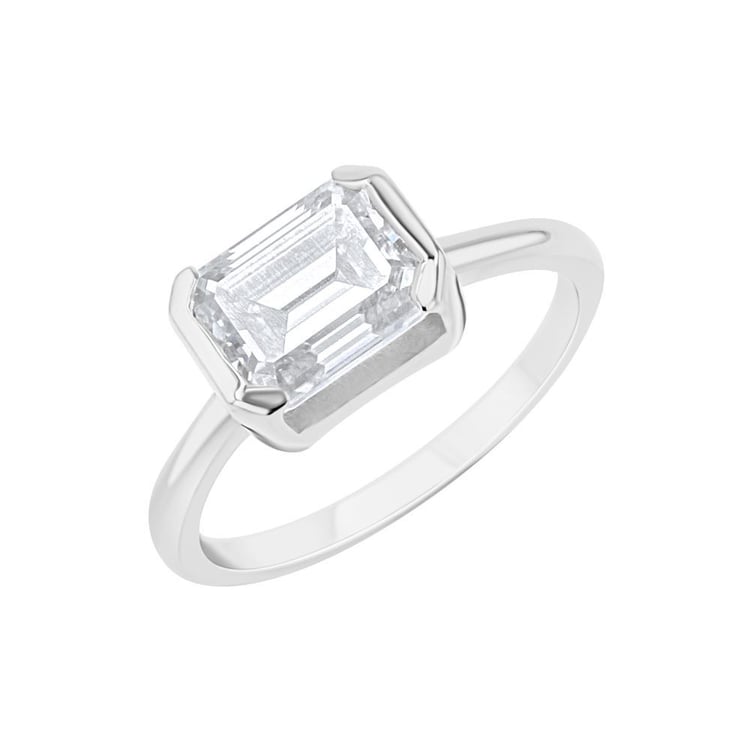 Goldring mit Halblünette Lab Grown Diamanten in Emerald-Form Pompeia 164234