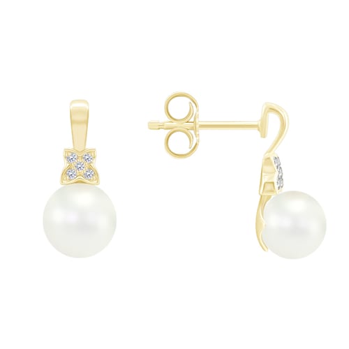 Elegante Perlenohrringe mit Diamanten Barbary