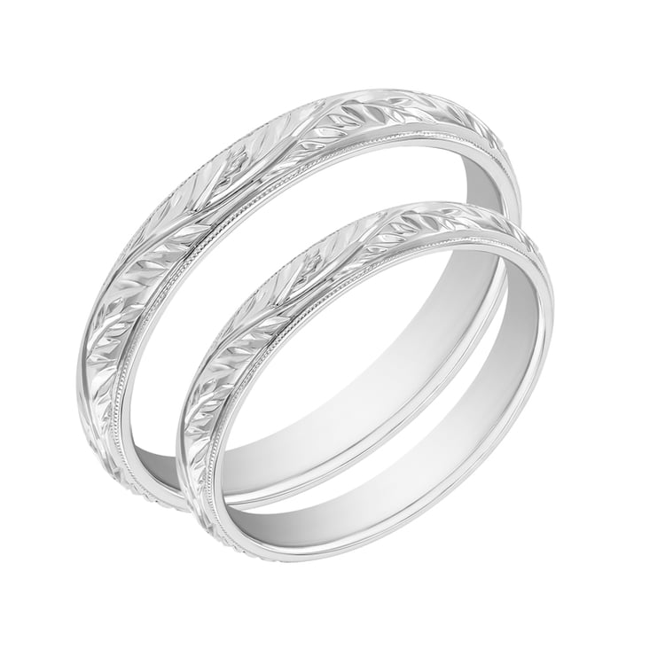 Eheringe aus Platin mit Naturmotiv Matu