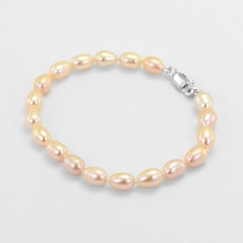 Silbernes Armband mit Perlen in Peach Mindy