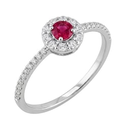 Silberner Halo-Ring mit Rubin und Lab Grown Diamanten Wendy