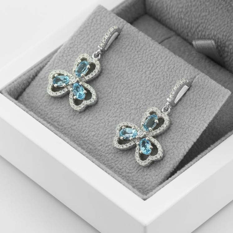 Silberne Ohrringe mit Topas in Form eines Kleeblatts Lerda 46307