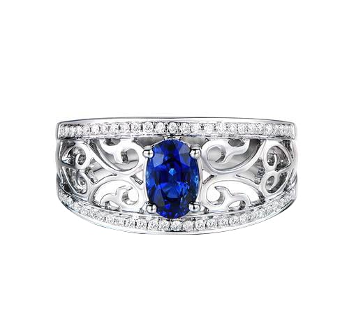 Blauer Saphir Ring mit Diamanten