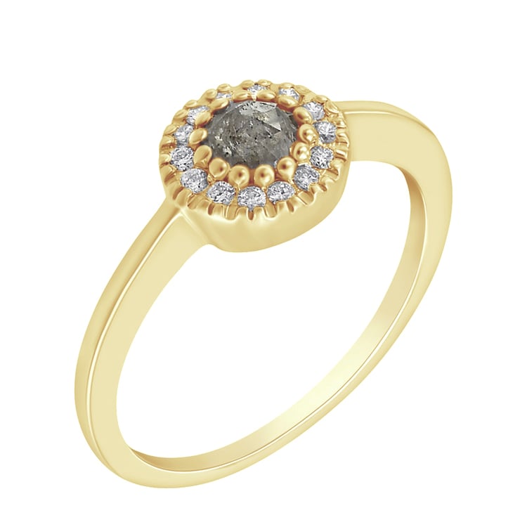 Goldener Verlobungsring mit salt and pepper Diamant Tafne 97504