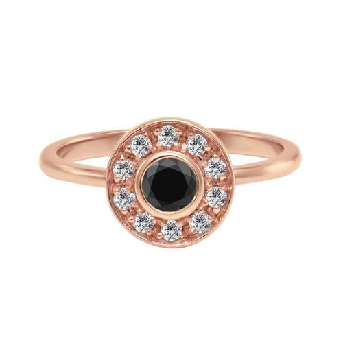 Verlobungsring Set mit schwarzem Diamant Eyva