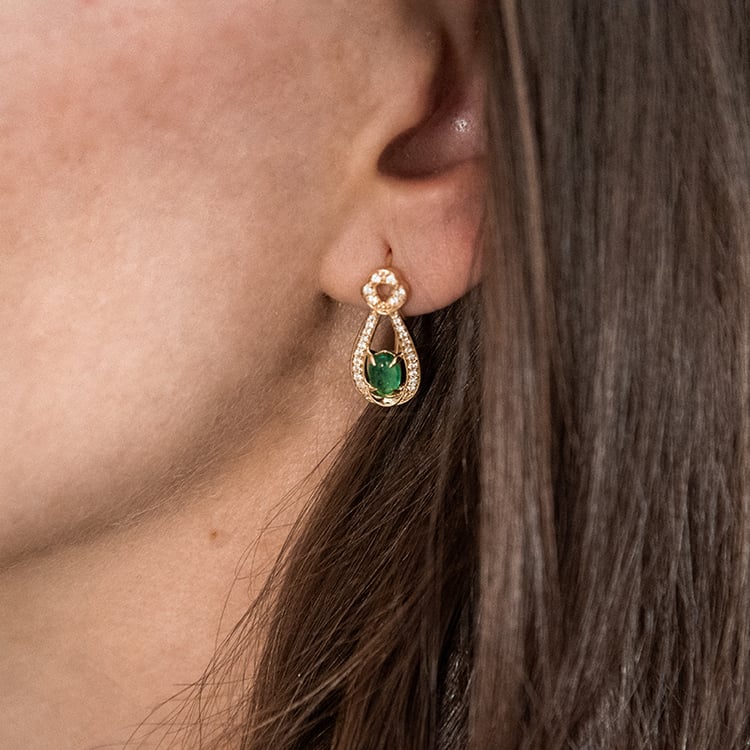 Goldene Smaragd-Ohrringe mit Diamanten Keisha 107615
