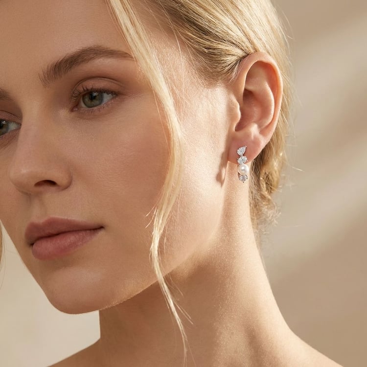 Perlenohrringe aus Silber und Zirkonia Karmina 166316