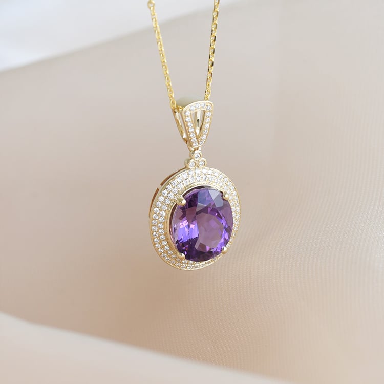 Goldene Halskette mit Amethyst und Diamanten Bonie 93384