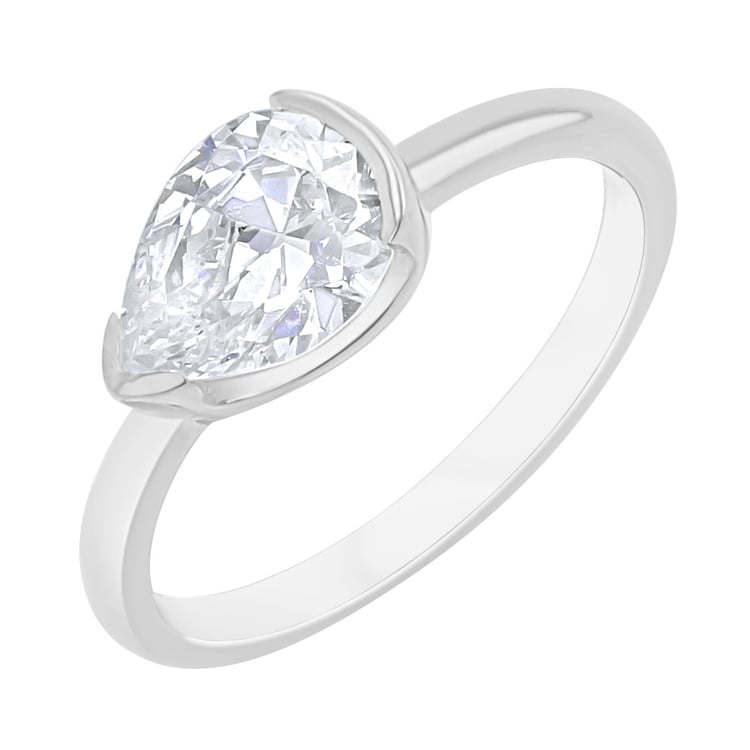 Goldring mit einem tropfenförmigen Halblünette Lab Grown Diamanten Timarete 164667