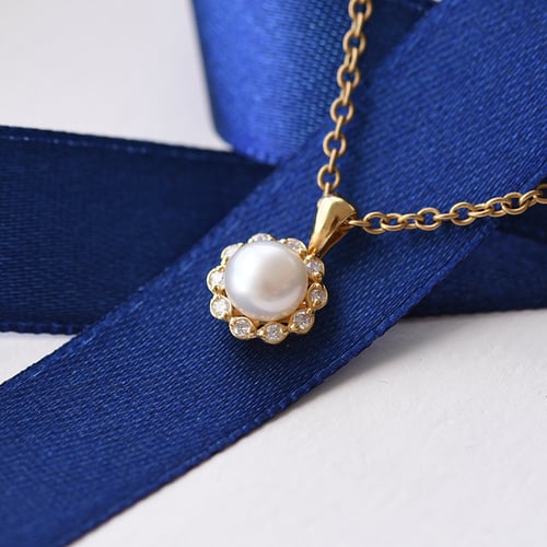 Schmuckset mit Perlen und Diamanten Kamila