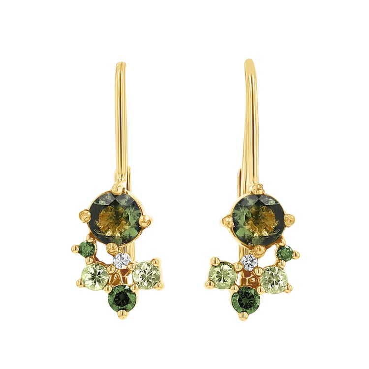 Cluster Ohrringe mit Moldaviten, Saphiren und Diamanten Gita 146865